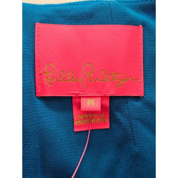 PLK Women's M Lilly Pulitzer Feona Dress Jacquard Puff Sleeve Sheath Back Zip NW - Picture 9 of 11